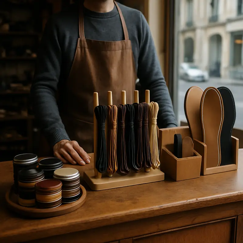 La boutique, le comptoir et l’atelier derrière